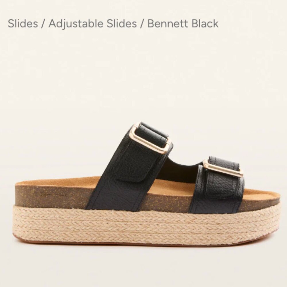 Frankie 4 Bennett Adjustable Black Slide Sandal